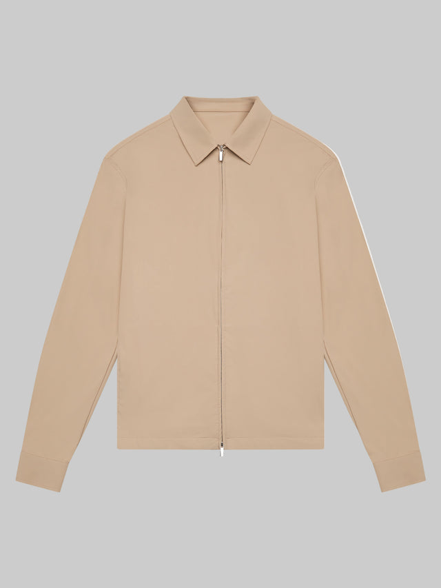 valenza wam tech stretch beige overshirt with full zip