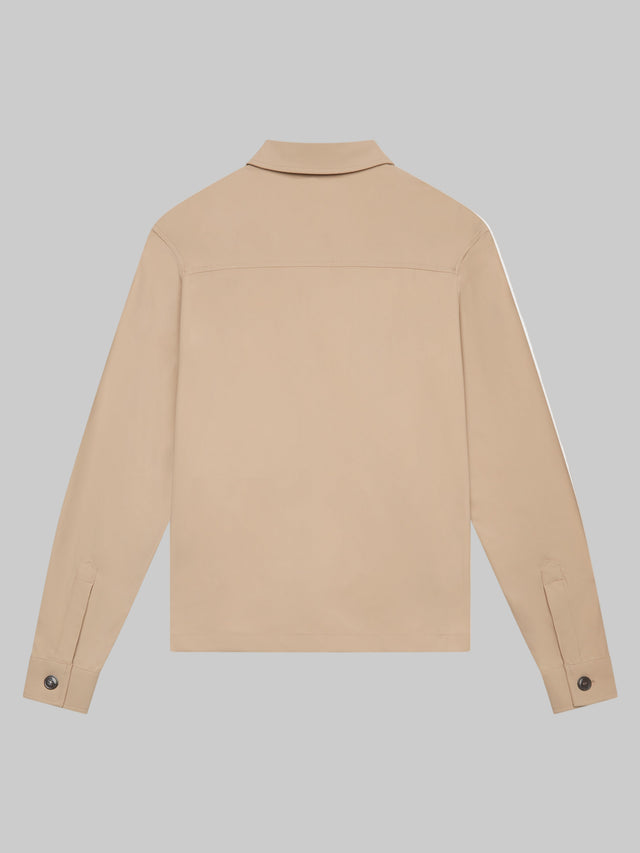 valenza warm tech stretch overshirt beige with full zip