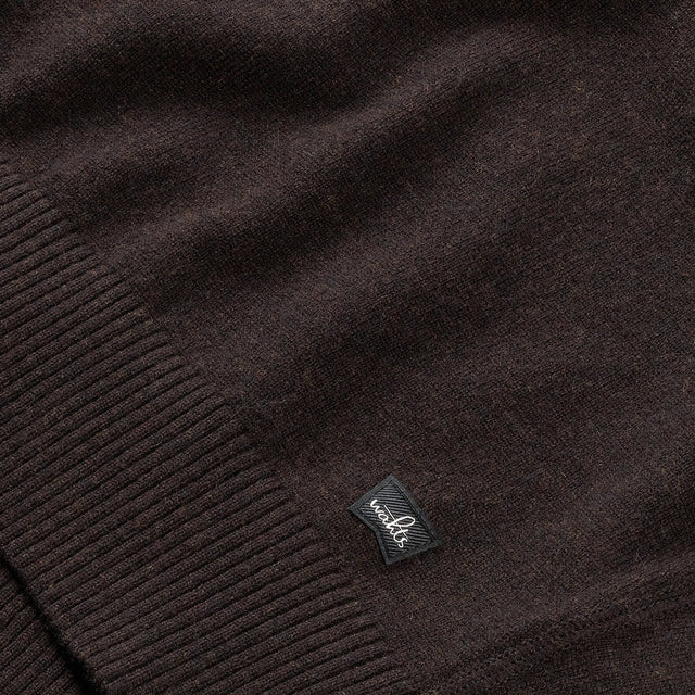 WAHTS MERINO CASHMERE MOCKNECK PULLOVER DARK BROWN