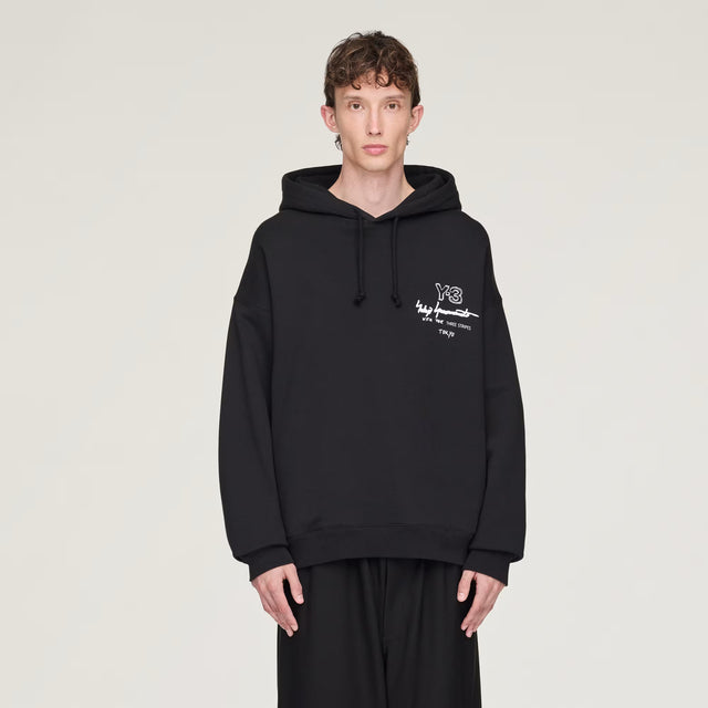 Y-3 GRAPHIC FT HOODIE BLACK