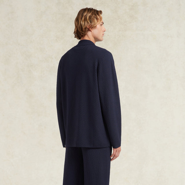 CHÉ GARCIA KNITTED BLAZER NAVY VISCOSE DOUBLE BREASTED - Hombre Amsterdam