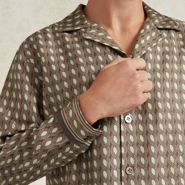 CHÉ MONETO PRINT TENCEL LONG SLEEVE SHIRT WITH BUTTON CLOSURE - Hombre Amsterdam