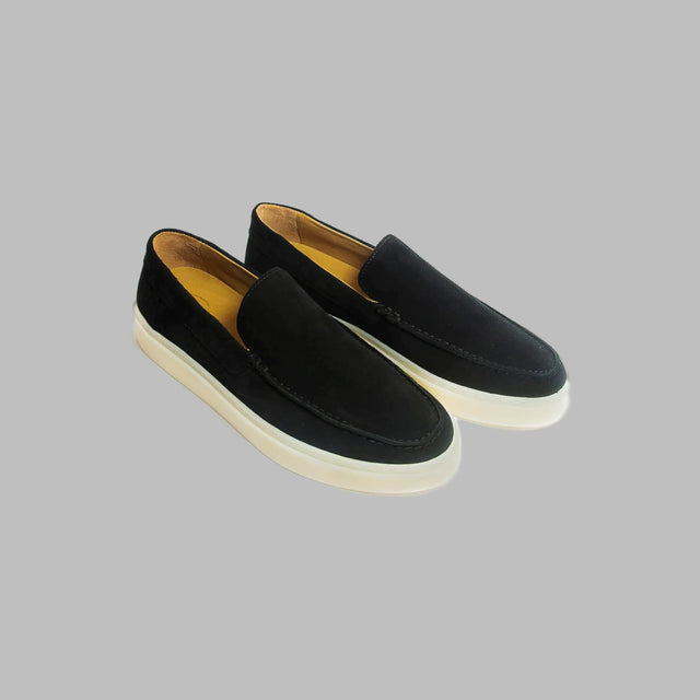 POSA ORIGINALE SUEDE LOAFER BLACK WITH RUBBER OUTSOLE - Hombre Amsterdam