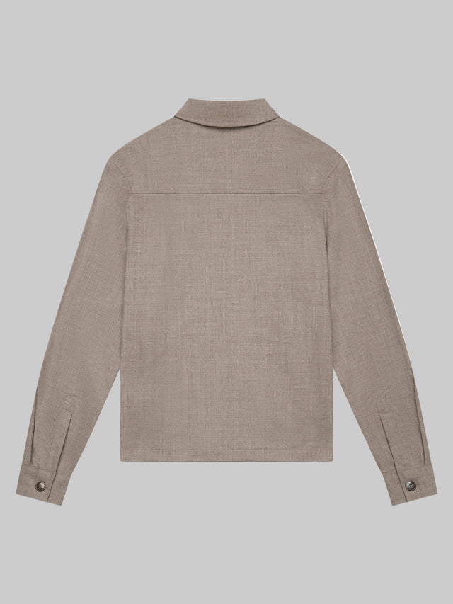 VALENZA FLANNEL STRETCH OVERSHIRT LIGHT BEIGE ZIP CLOSURE - Hombre Amsterdam