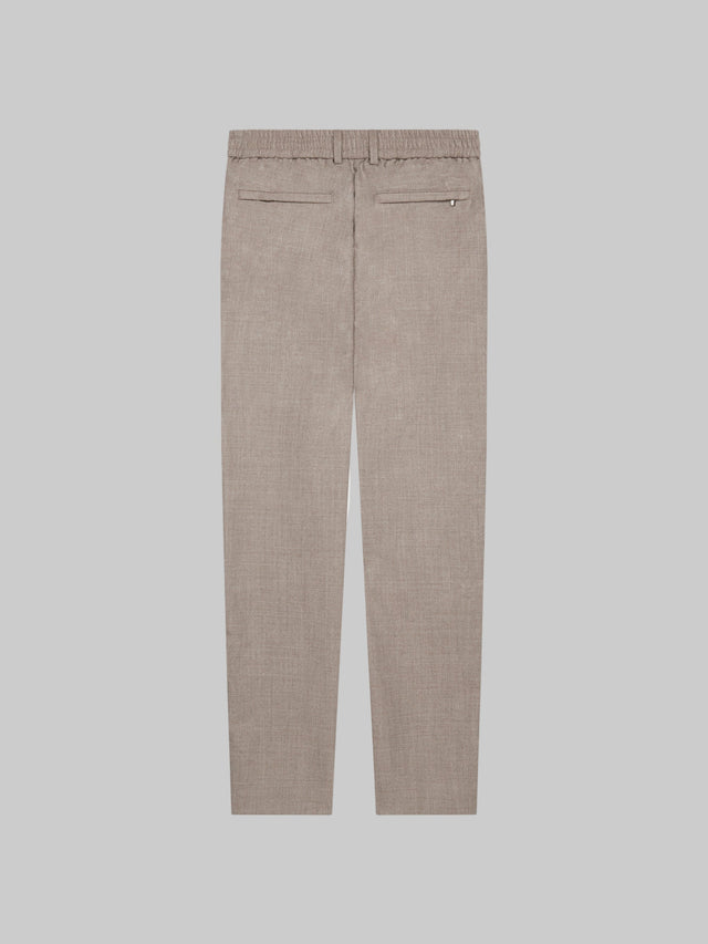 VALENZA FLANNEL STRETCH TAPERED TROUSERS LIGHT BEIGE WITH ELASTIC WAISTBAND - Hombre Amsterdam