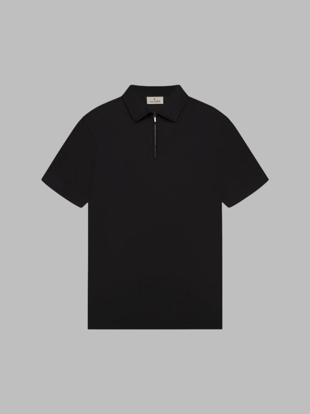 VALENZA SUPIMA ZIP COLLAR POLO BLACK - Hombre Amsterdam