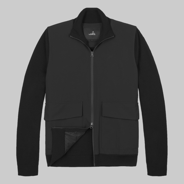 WAHTS DAWSON HYBRID JACKET PURE BLACK ZIP CLOSURE - Hombre Amsterdam