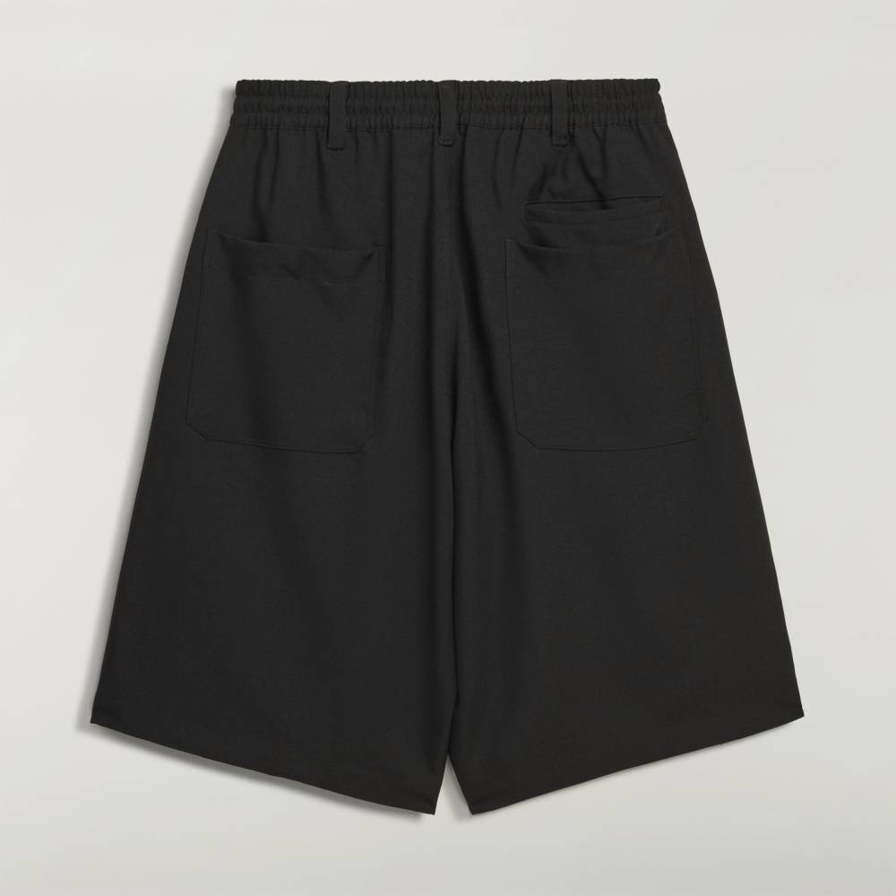 Y-3 SPORT UNIFORM PLEATED BLACK SHORT OVERSIZED FIT WITH DRAWSTRING CLOSURE 100% POLYESTER-HOMBRE AMSTERDAM