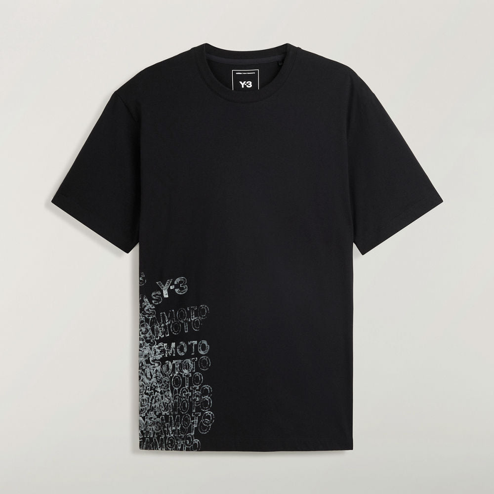 Y-3 GFX SHORT SLEEVE T-SHIRT BLACK WITH PRINT AND CREW NECK-HOMBRE AMSTERDAM