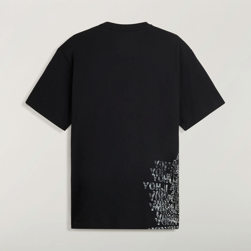 Y-3 GFX SHORT SLEEVE BLACK T-SHIRT WITH PRINT AND CREW NECK-HOMBRE AMSTERDAM