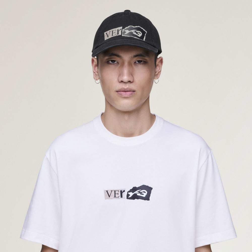 Y-3 GRAPHIC DAD CAP BLACK IN 100% COTTON AND GRAPHIC VER-Y-3 AT FRONT-HOMBRE AMSTERDAM