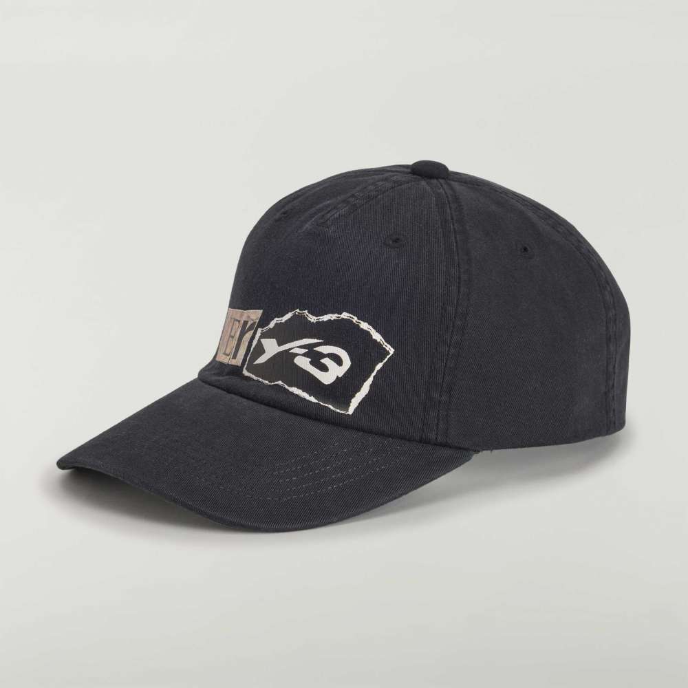 Y-3 GRAPHIC DAD CAP IN BLACK 100% COTTON WITH GRAPHIC VER-Y-3 AT FRONT-HOMBRE AMSTERDAM