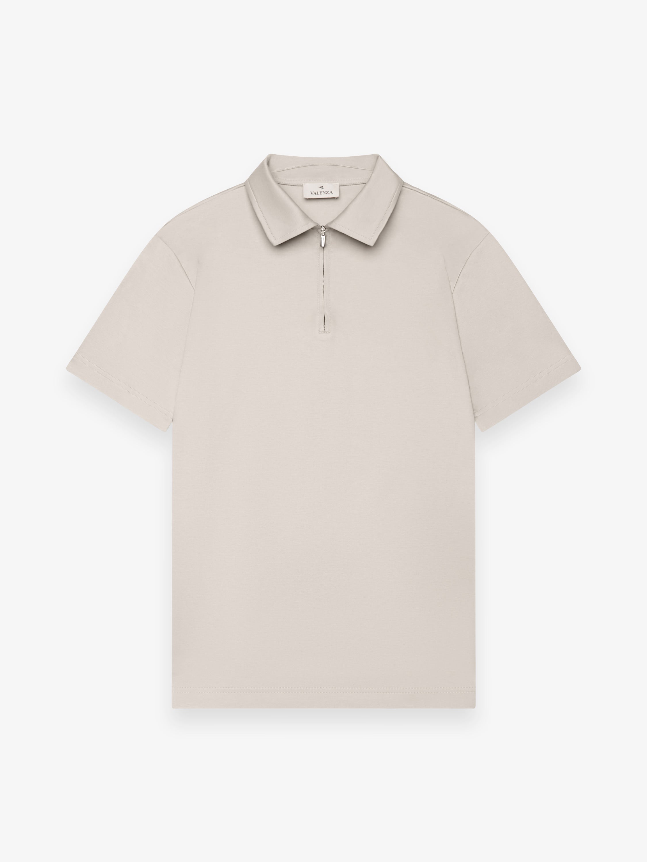 Supima Zip Collar Polo Pearl Grey- Hombre Amsterdam