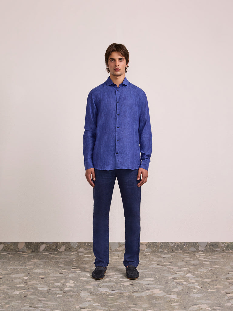 Antonio Linen Shirt Cobalt Blue- Hombre Amsterdam