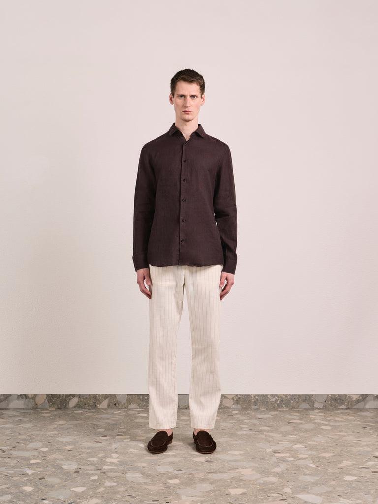 Antonio Linen Shirt Cacao- Hombre Amsterdam