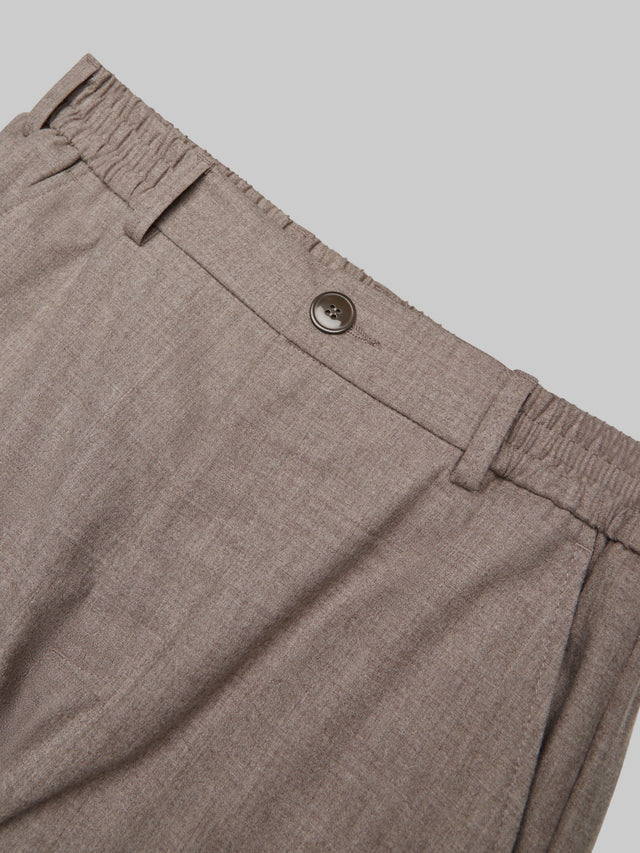 VALENZA FLANNEL STRETCH TAPERED TROUSERS LIGHT BEIGE