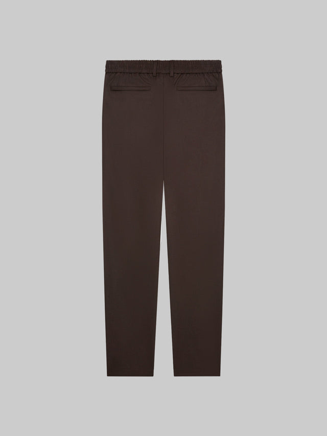 VALENZA FLANNEL STRETCH TAPERED TROUSERS DARK BROWN