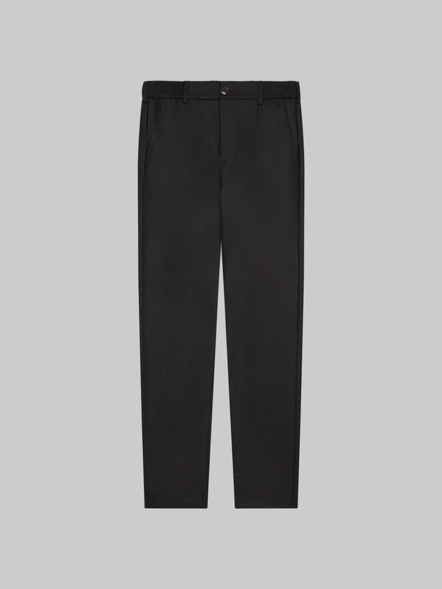VALENZA FLANNEL STRETCH TAPERED TROUSERS BLACK