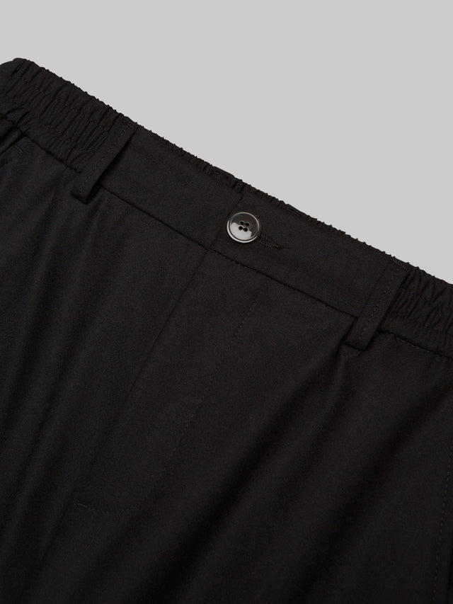 VALENZA FLANNEL STRETCH TAPERED TROUSERS BLACK