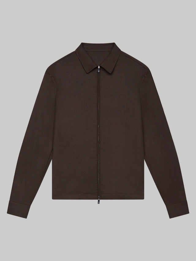 VALENZA FLANNEL STRETCH OVERSHIRT DARK BROWN