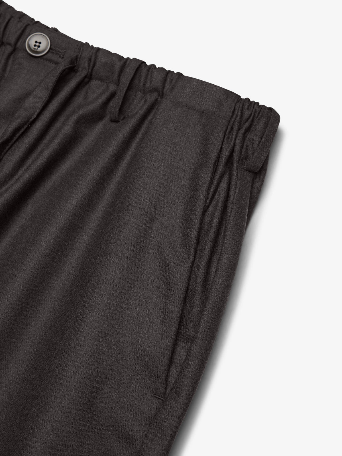 Flannel Stretch Barrel Leg Trousers Dark Brown Melange- Hombre Amsterdam