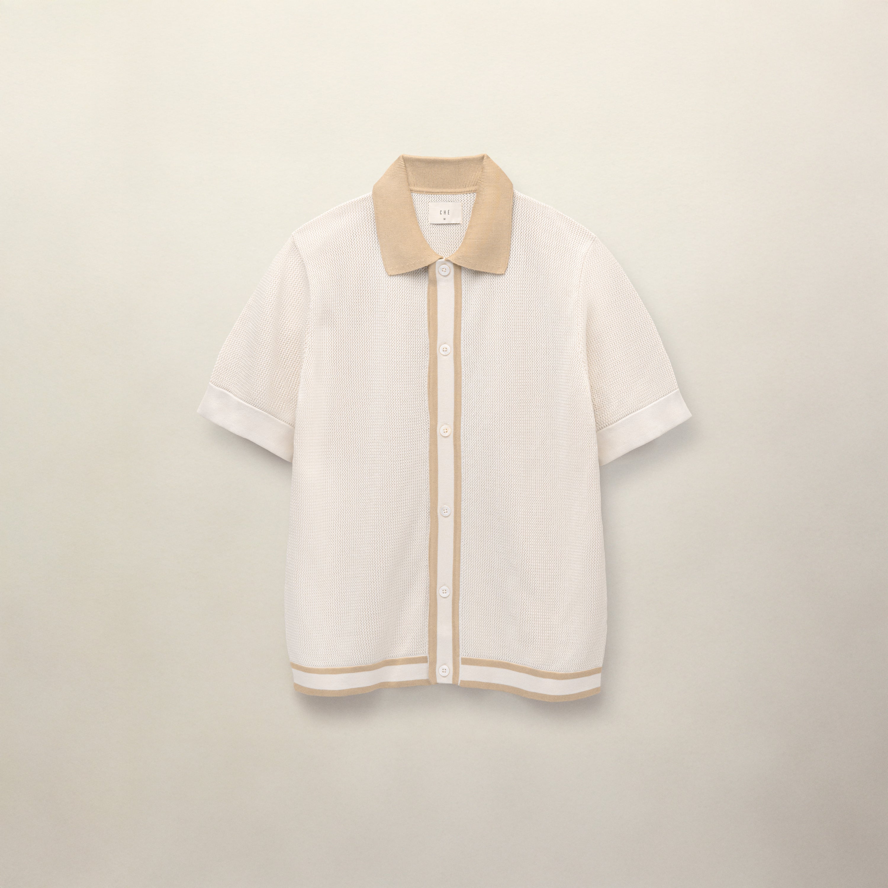 CHÉ JORGE VISCOSE KNIT POLO SHIRT IVORY