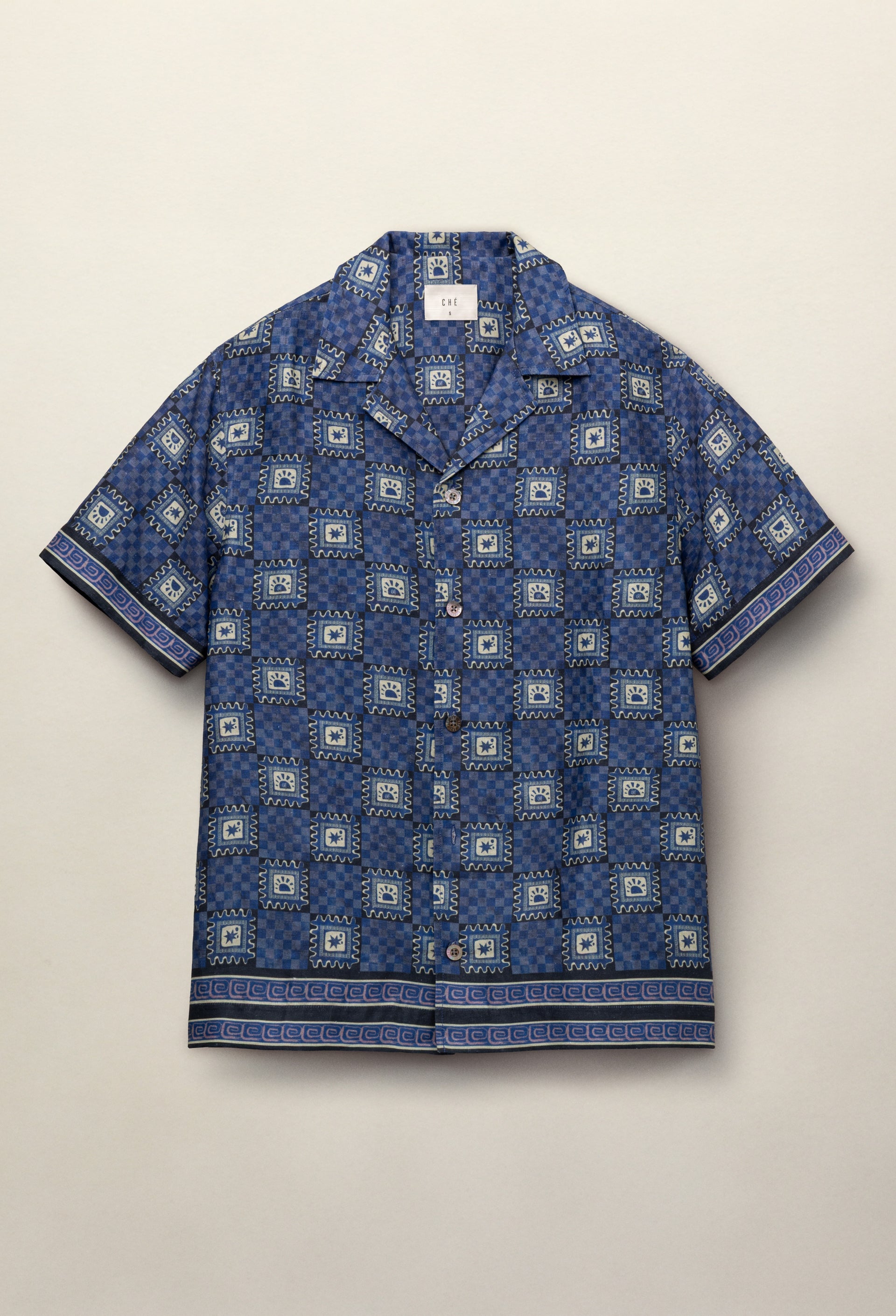 Telha Printed Linen Shirt Navy- Hombre Amsterdam