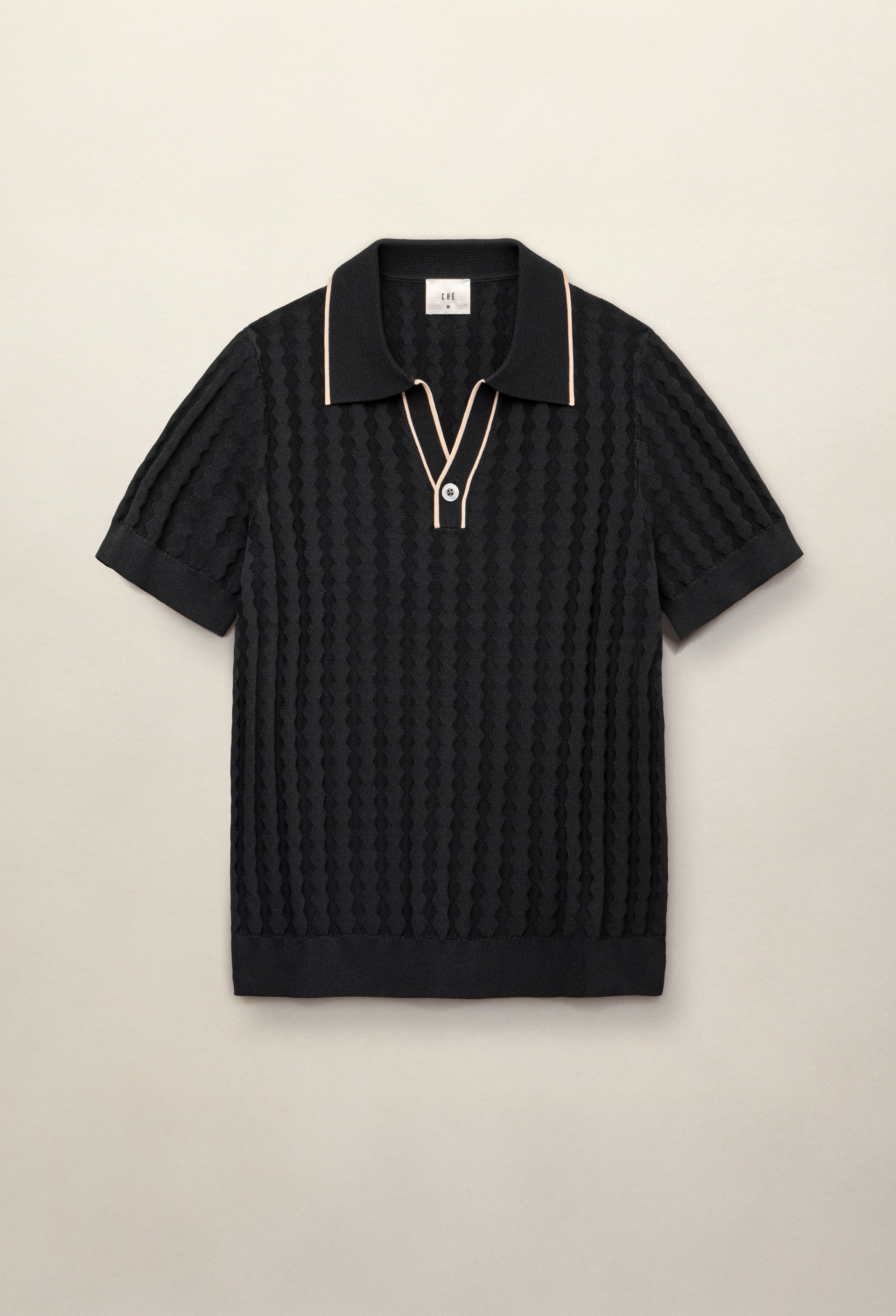 Scottie Open Neck Polo Black- Hombre Amsterdam