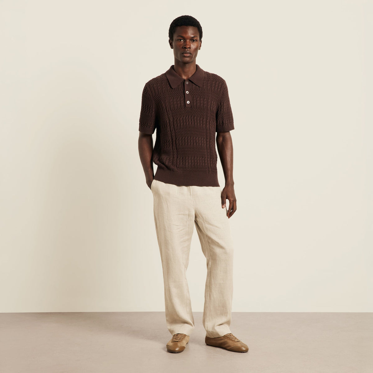 Desmond Knit Polo Chocolate Brown- Hombre Amsterdam