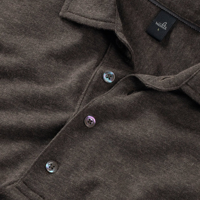 WAHTS KNITTED POLO SHIRT DARK BROWN