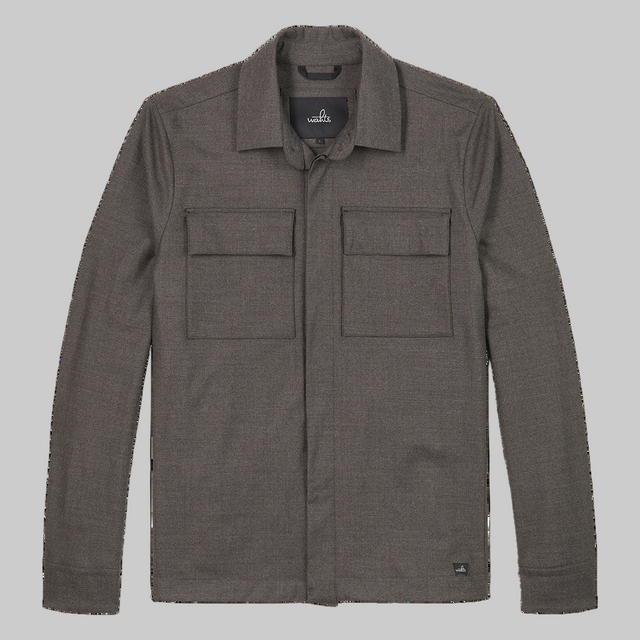 WAHTS STRETCH WOOL SHIRT JACKET DARK BROWN