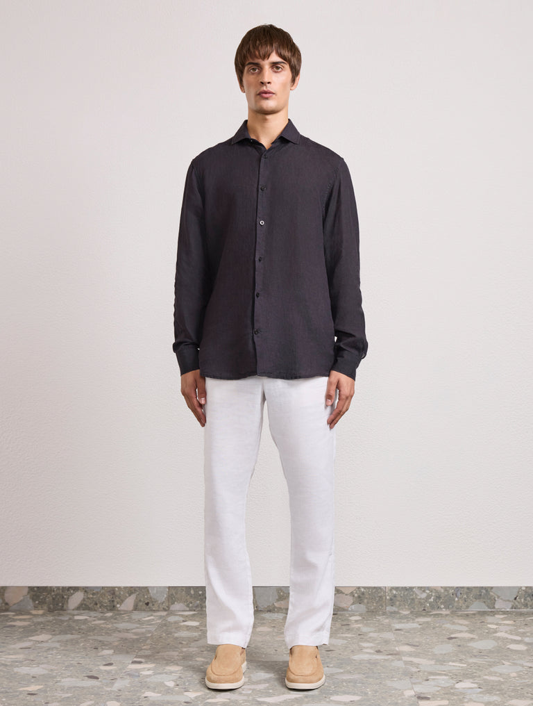 Antonio Linen Shirt Black- Hombre Amsterdam