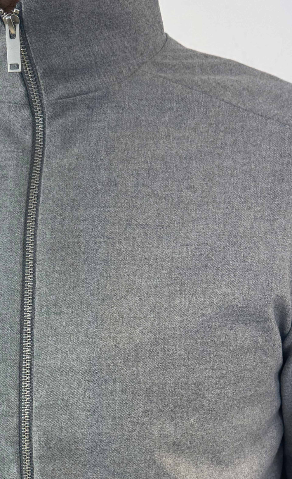 kiefermann flannel jacket silver melange with zip closure 