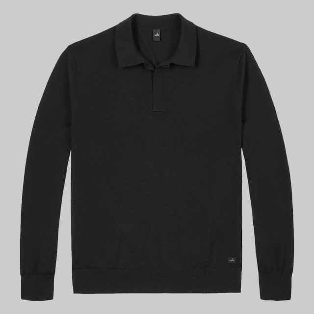 WAHTS MERINO POLO PURE BLACK