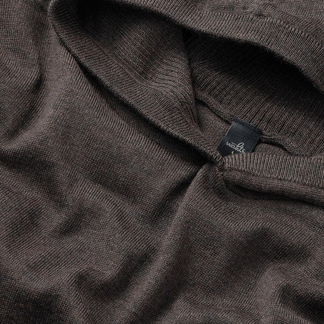 WAHTS KNITTED HOODED PULLOVER DARK BROWN