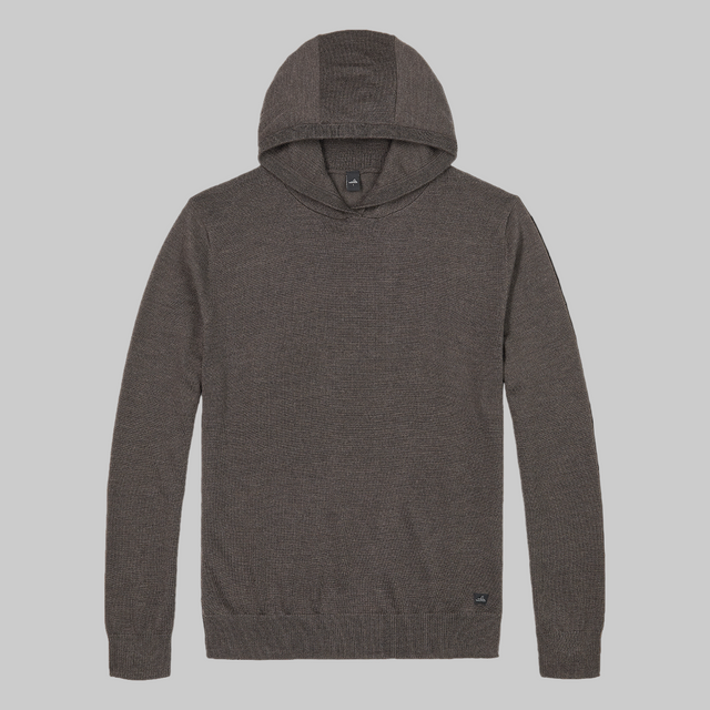 WAHTS KNITTED HOODED PULLOVER DARK BROWN