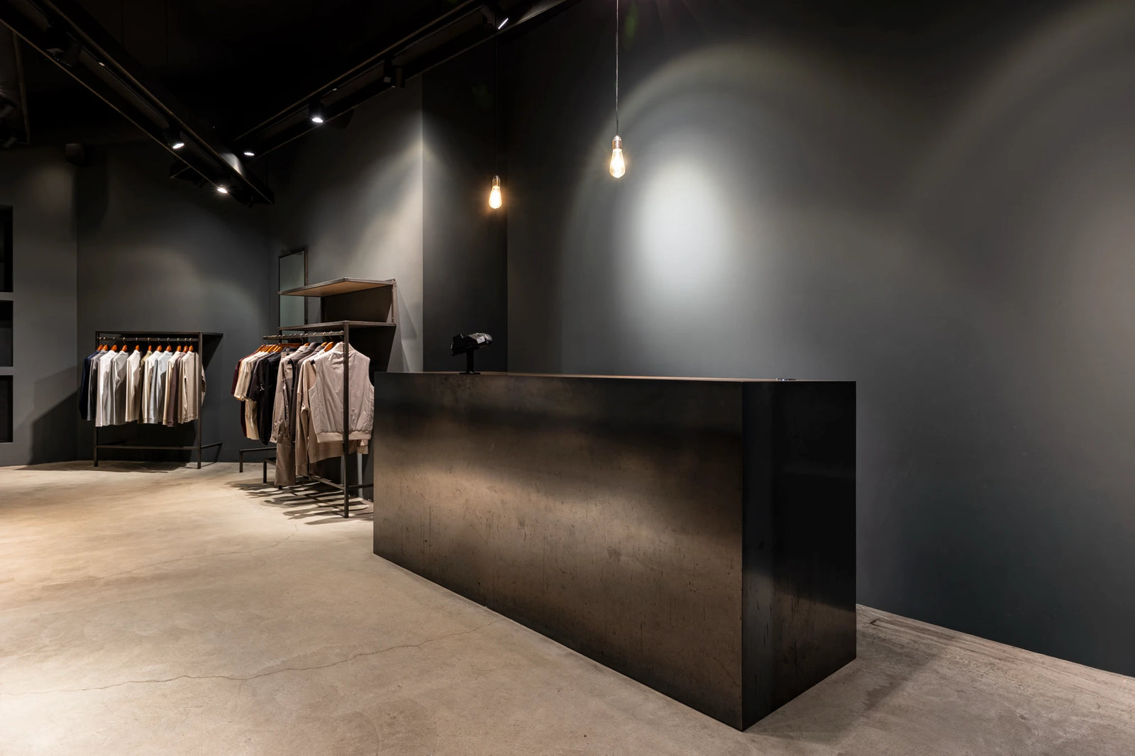 Racks of menswear inside Hombre Amsterdam
