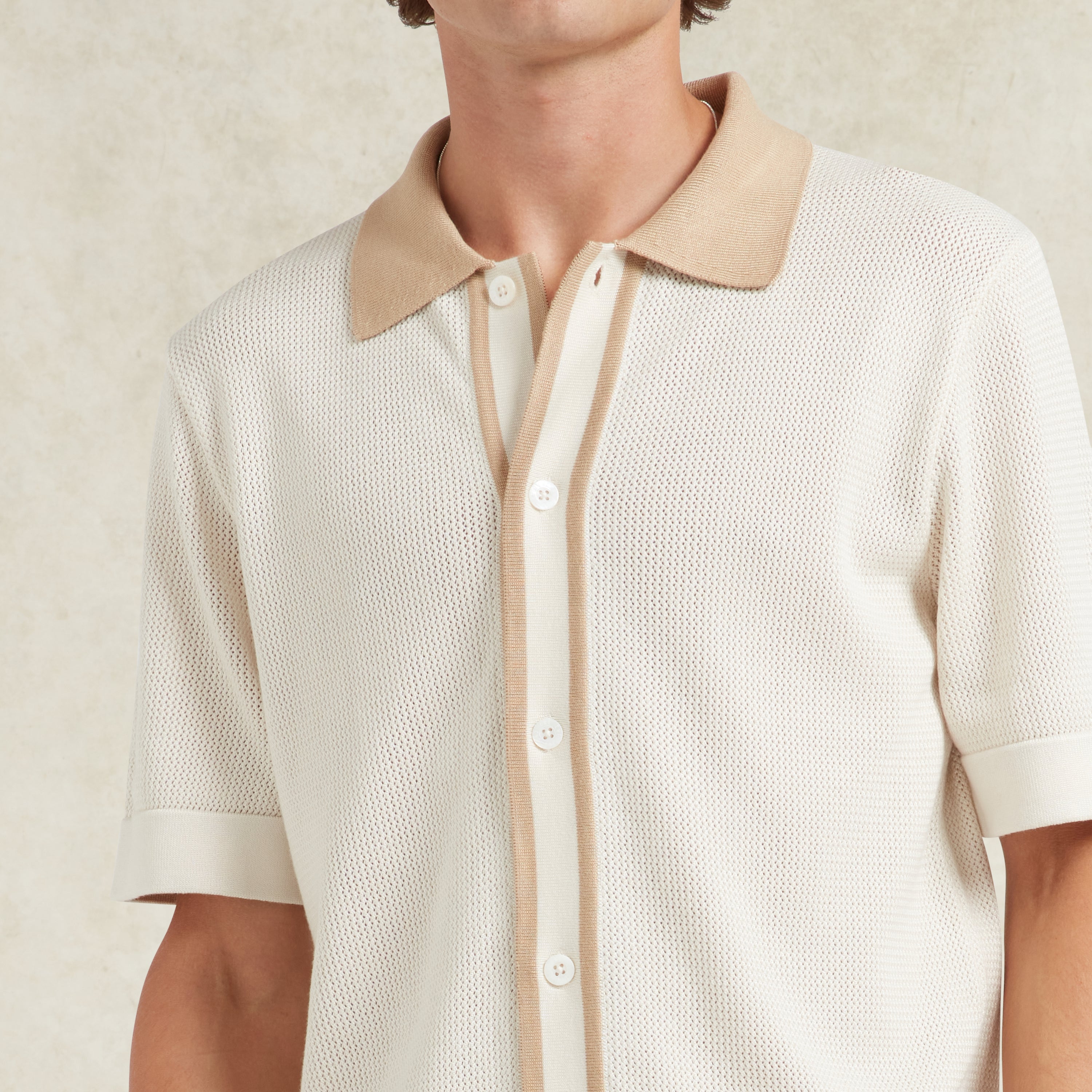 ché jorge ivory knit polo shirt short sleeve