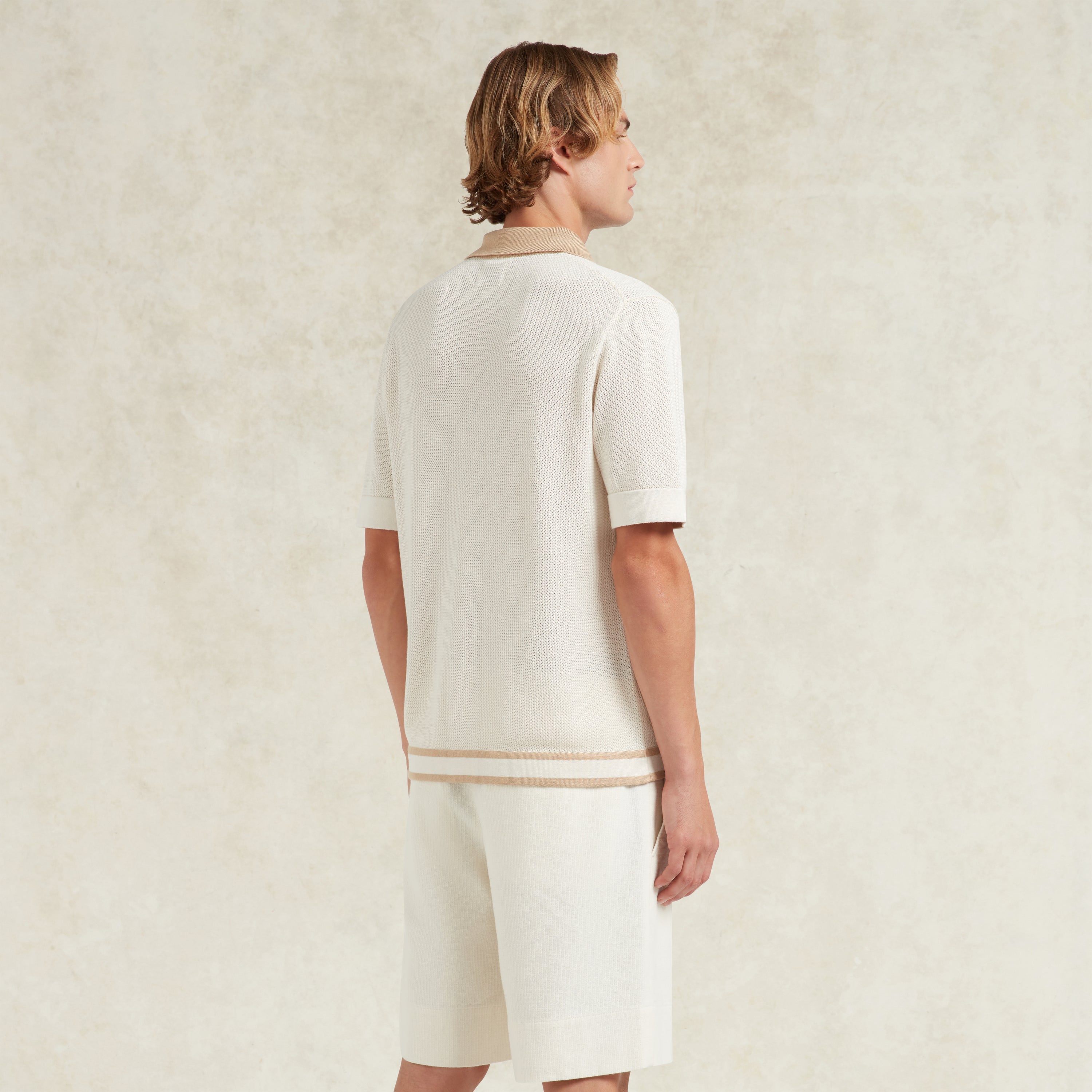 ché jorge ivory knit polo shirt short sleeve