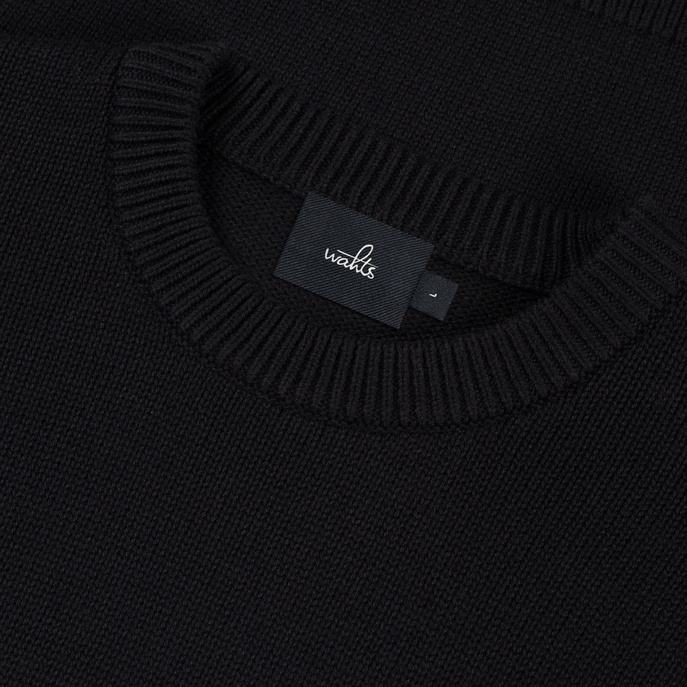 Cotton Merino Heavy Knit Pullover Pure Black- Hombre Amsterdam