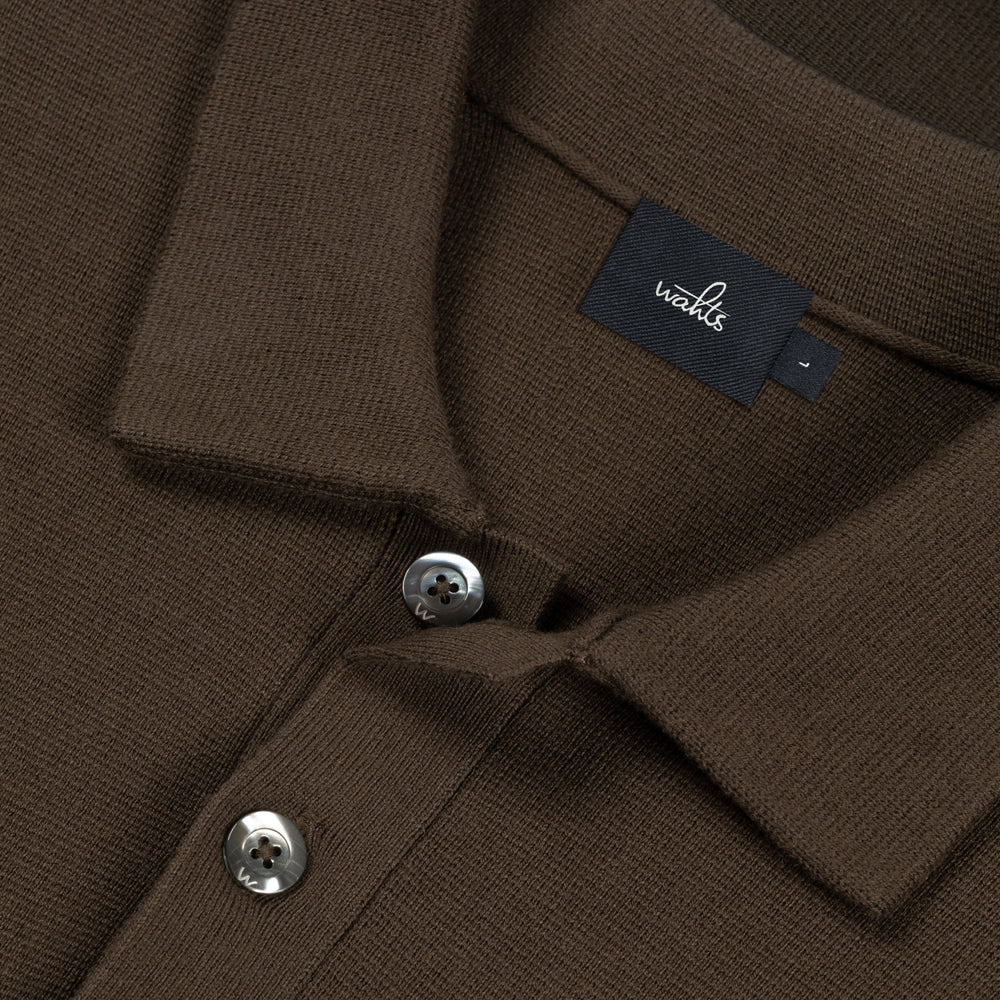 Crawford Cotton Merino Buttoned Polo Dark Olive- Hombre Amsterdam