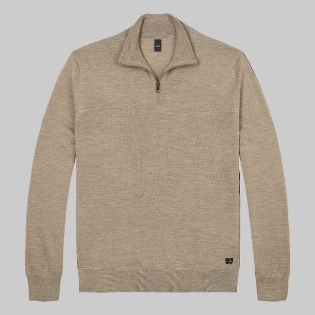 WAHTS ZIP PULLOVER MID CAMEL MELANGE