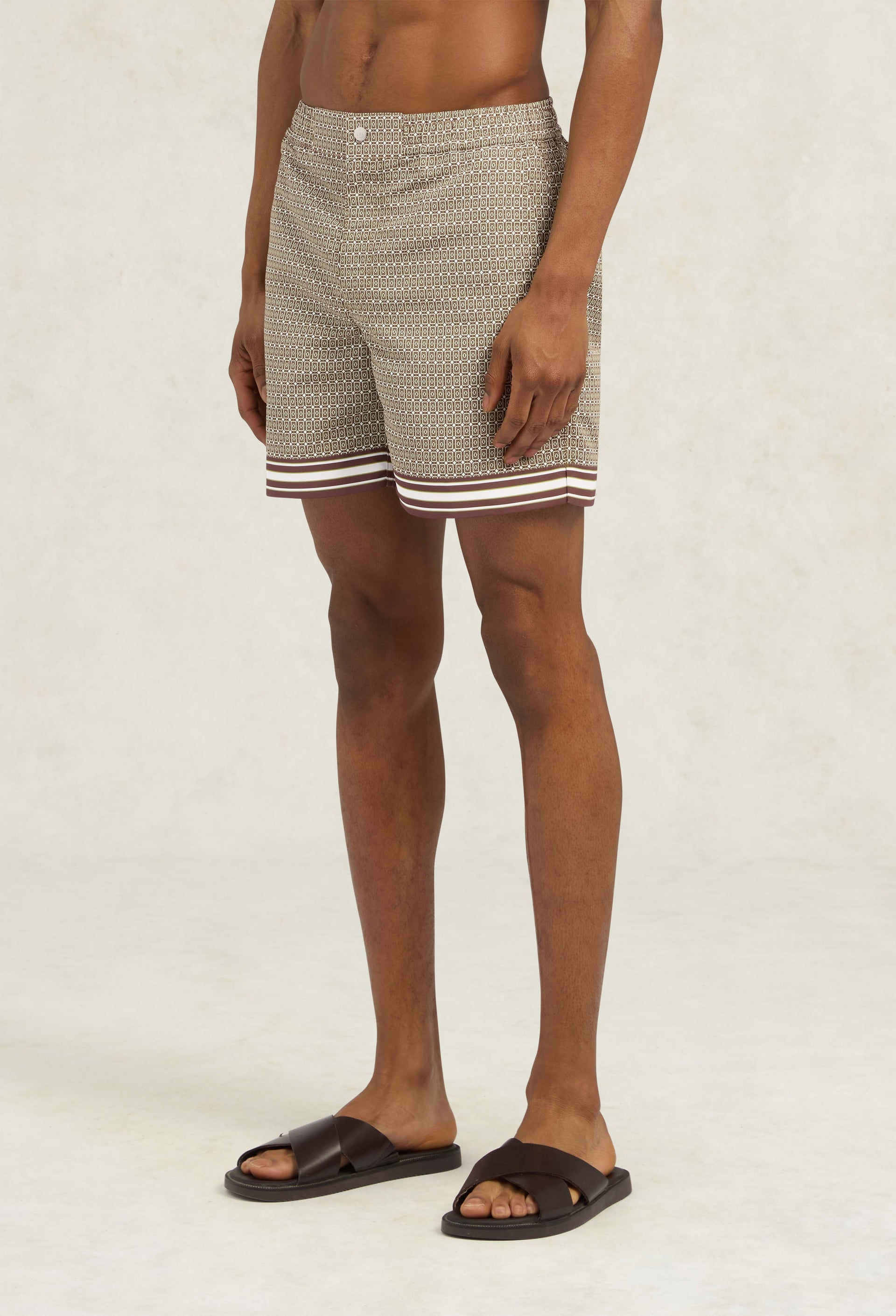 Lucena Printed Swimshort Light Brown- Hombre Amsterdam