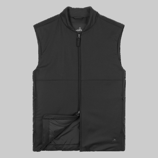 WAHTS STRETCH WOOL BOMBER VEST BLACK