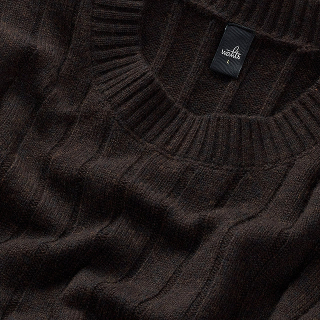 WAHTS DROP NEEDLE PULLOVER DARK BROWN