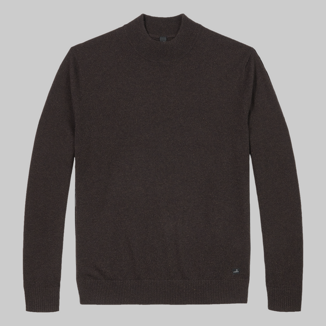 WAHTS MERINO CASHMERE MOCKNECK PULLOVER DARK BROWN