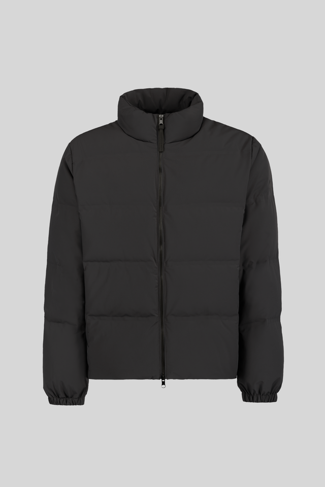 PEOPLE OF SHIBUYA BLACK DOWN JACKET WITH ZIP CLOSURE