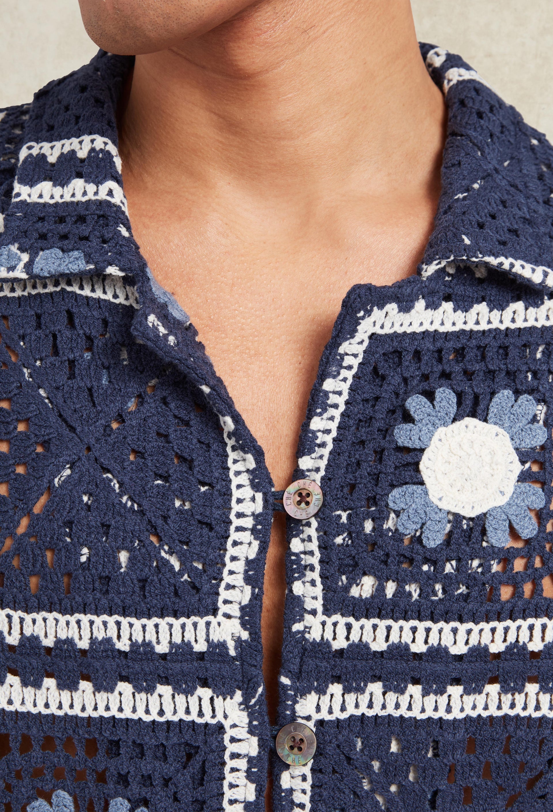 Tejer Crochet Shirt Navy- Hombre Amsterdam