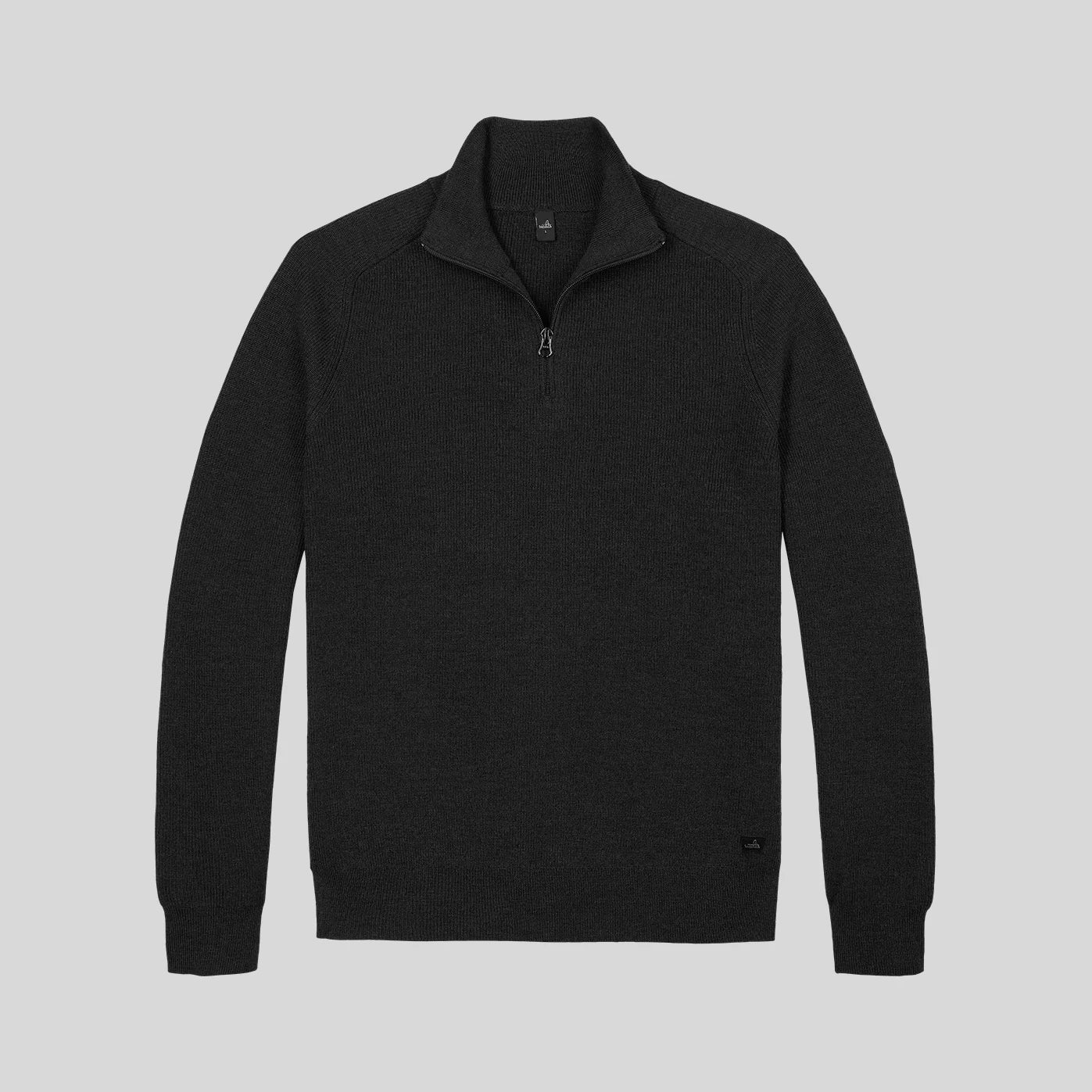 WAHTS MERINO WOOL ZIP PULLOVER BLACK - Hombre Amsterdam