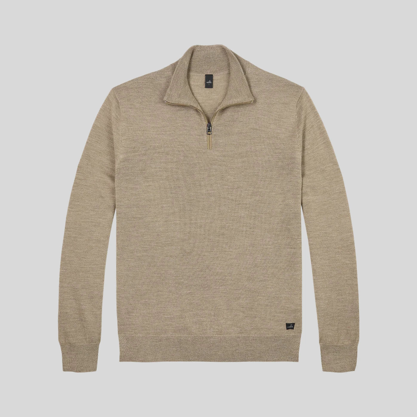 WAHTS ZIP PULLOVER MID CAMEL MELANGE MERINO WOOL- Hombre Amsterdam